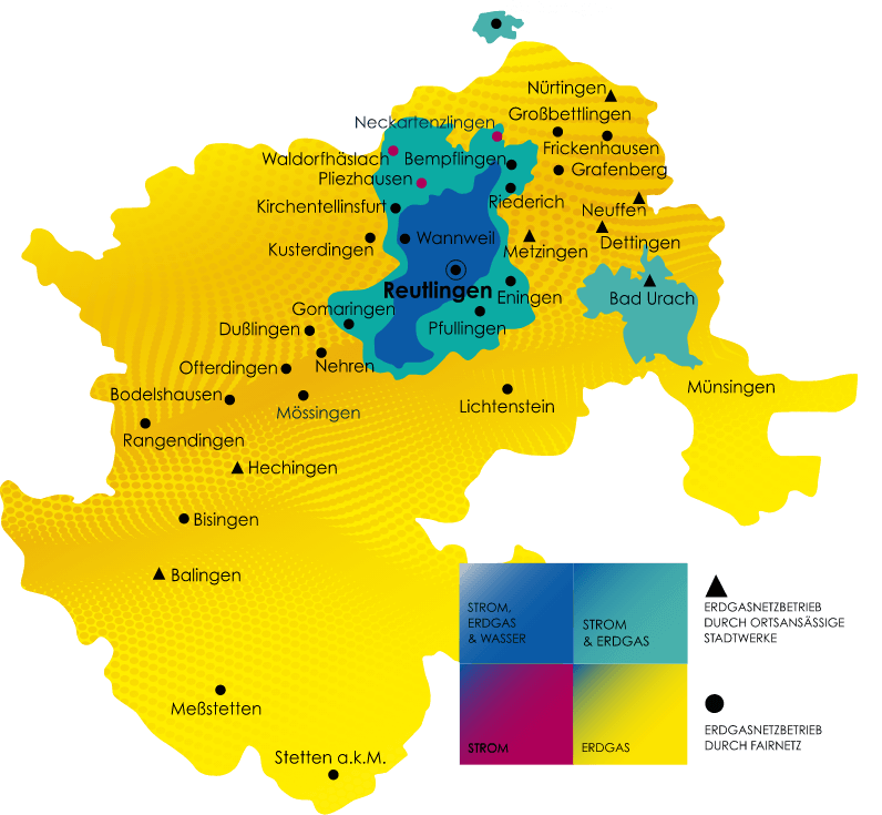 Kartenansicht der Services von FairNetz